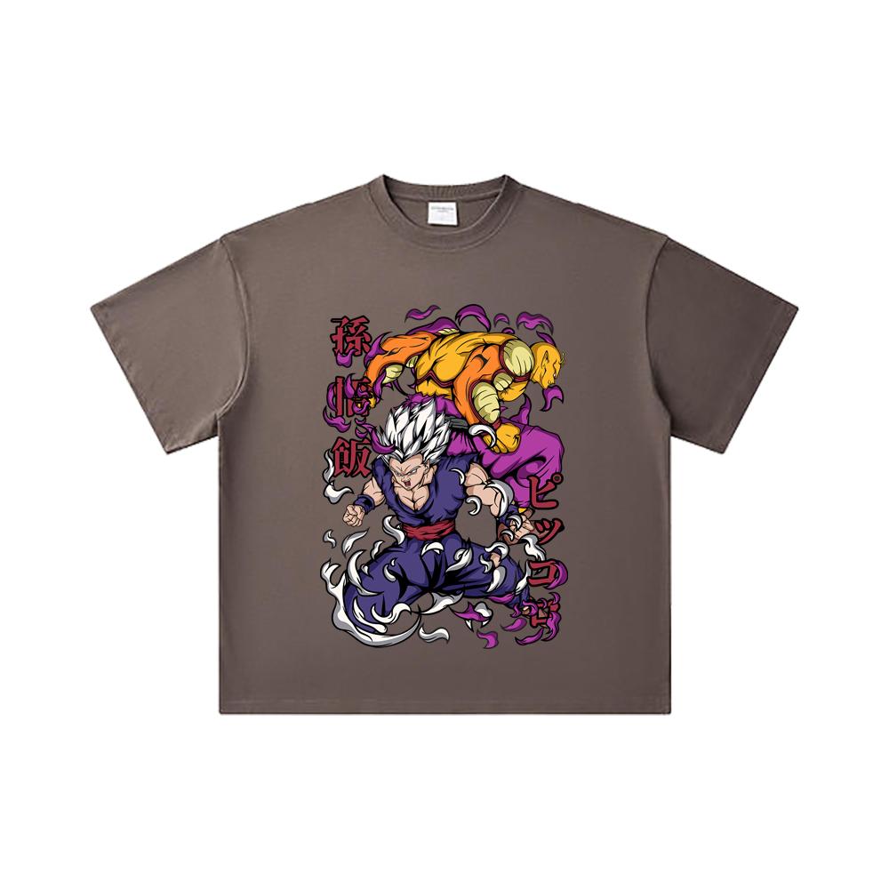 260 GSM Double Yarn 32 Count 100% Cotton Dragon Ball V57 Gohan Piccolo Print Unisex Heavy Cotton T Shirt