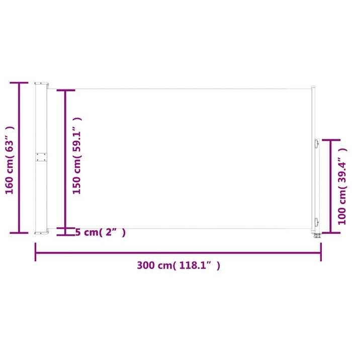 VidaXL Auvent Latéral Rétractable de Patio 160x300 cm Noir Pare-vue Brise-vent 45193