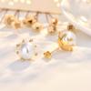 S925 sterling silver needle golden pearl stud earrings, Australian white high-end design earrings, women's earrings