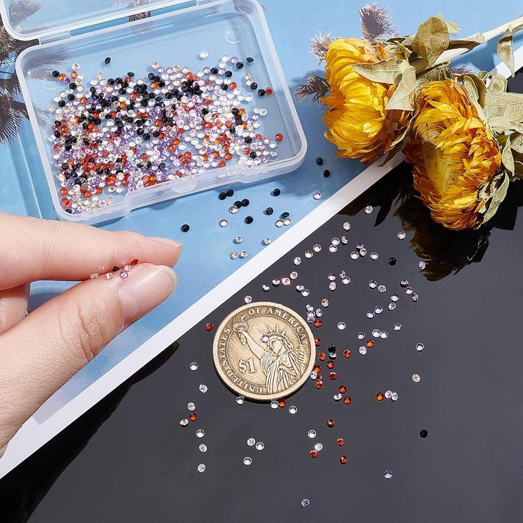 PH PandaHall 720pcs 2mm Cubic Zirconia Stones, 6 Colors Diamond Small Loose CZ Stones Grade A Faceted Rhinestone Stone Cabochon for Ring Earring