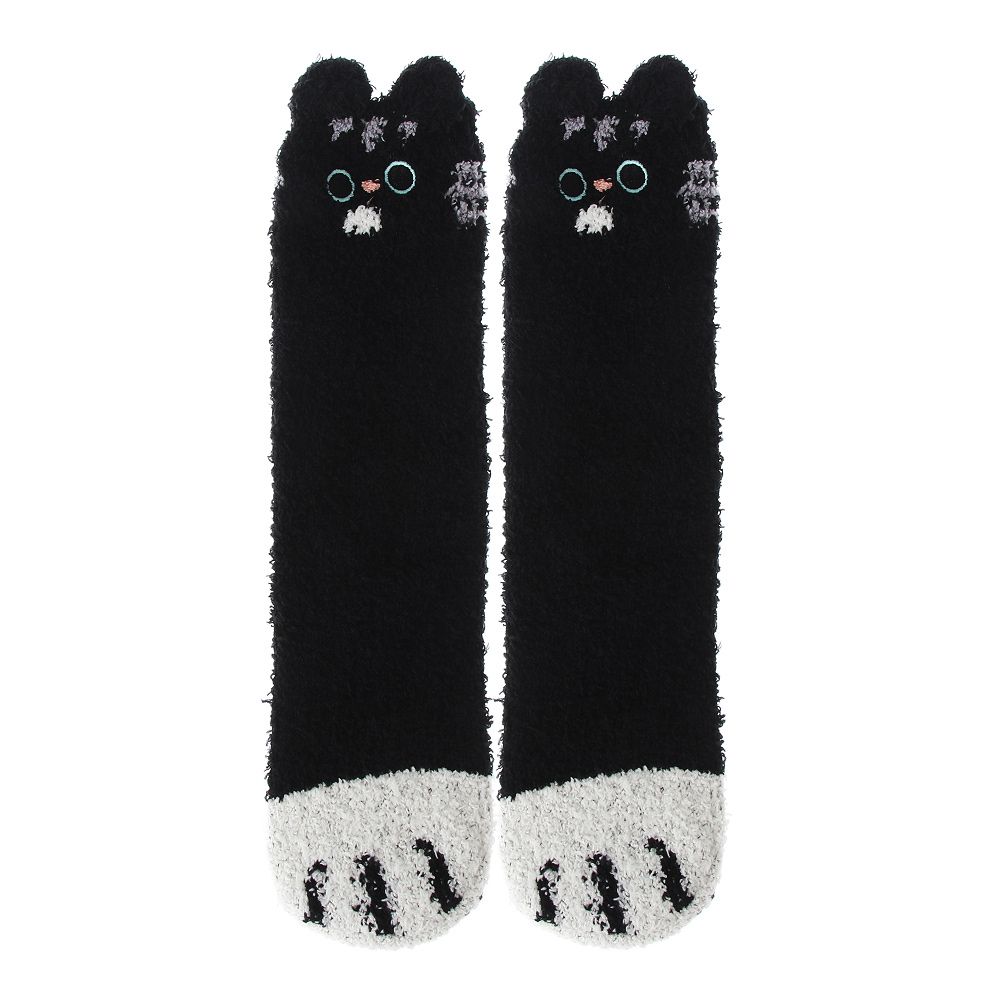 Geschenk Flauschige Verdickende Plüsch Schlaf Bettsocke Bodensocken Kaschmirsocken Korallenvlies-Socken Pfotenmuster