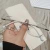 Finished Prescription Nearsighted Glasses Blue Light Blocking Women Men Diamond Cutting Minus Eyeglasses Rimless Myopia Glasses