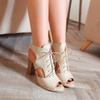 Women's high-heeled sandals summer new thick-heeled fish mouth shoes large-size Roman sandals