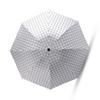 Portable Umbrella Tri Fold 8 Ribs Rain Sun Dual Use Windproof Foldable Plaid Pattern Umbrella for Outdoor Travel White