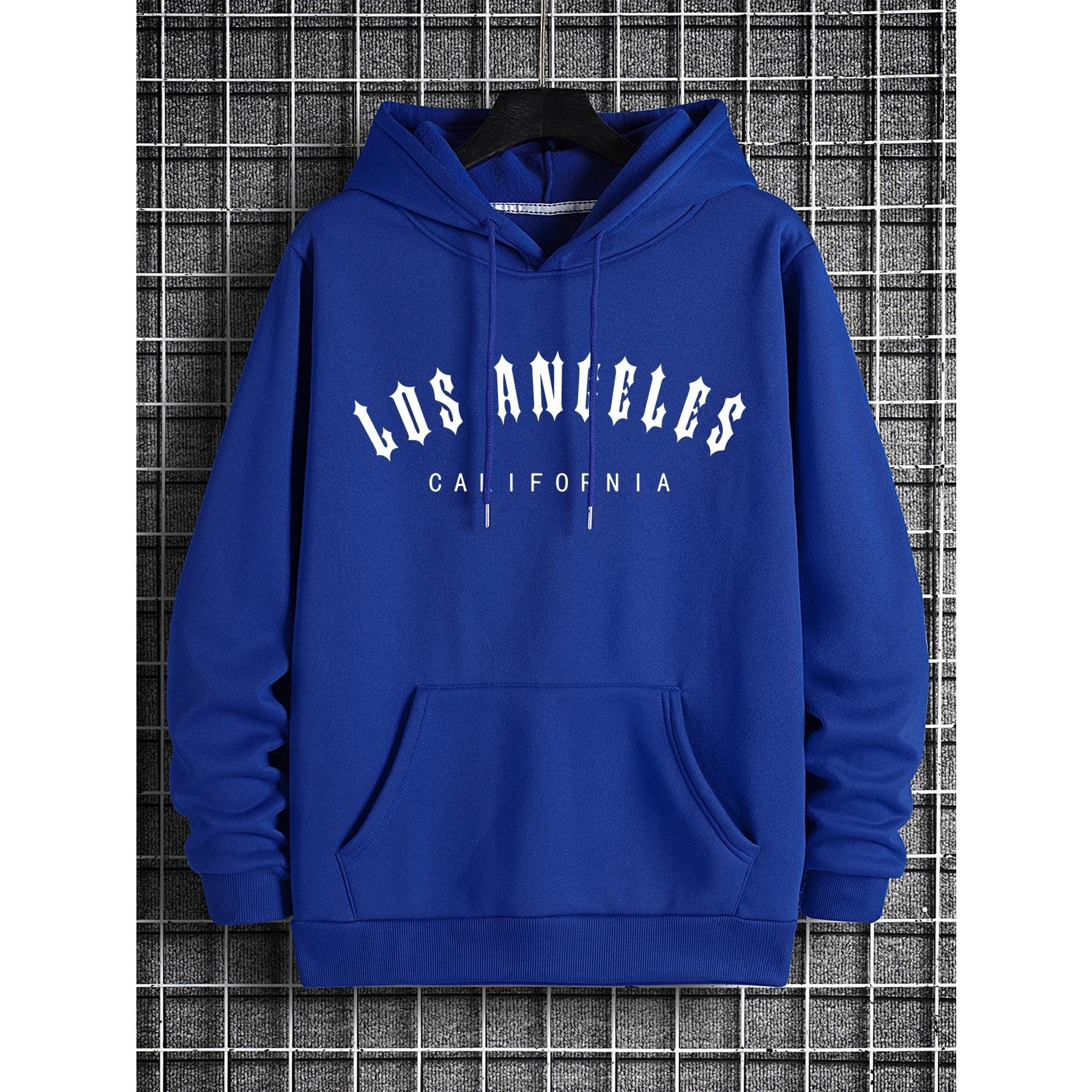 

Толстовка с капюшоном Los Angeles Art Letter Pattern для мужчин с круглым вырезом, осенняя одежда, флисовая толстовка большого размера 3XL