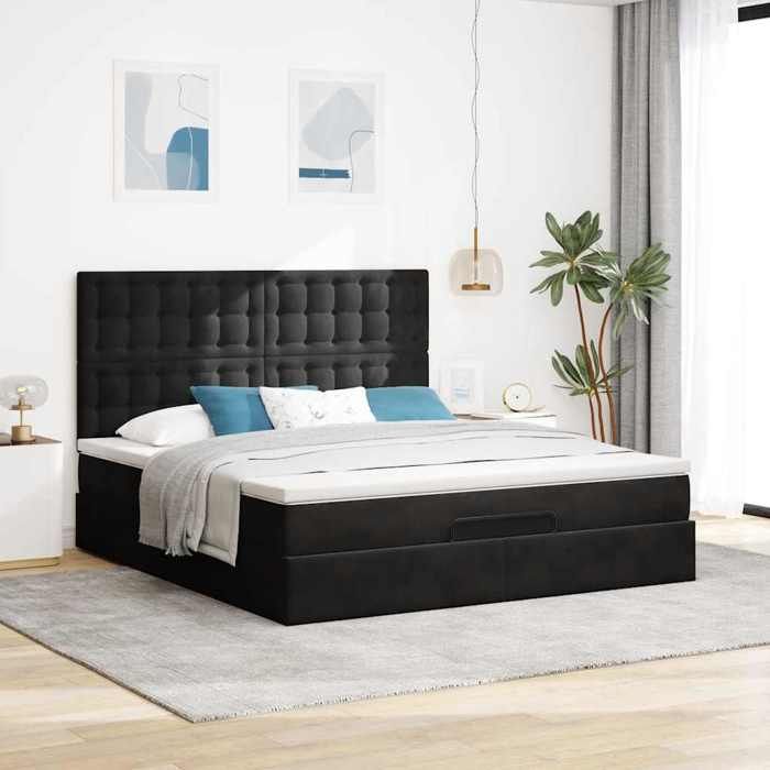 Maison Exclusive - Cadre de lit ottoman avec matelas noir 180x200cm velours