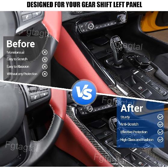Soft Carbon Fiber Gear Shift Left Trim Strip Compatible with Toyota Supra GR A90 A91 MK5 2019-2026, Center Console Gear Shift Decorative Strip