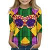 Print Tops For Youth Girls Round Neck 3/4 Sleeves T-Shirts Trendy Tops Outfit Tees