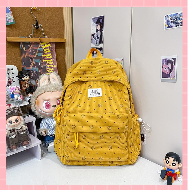 Schoolbag small fresh schoolbag college girl cute thick velvet star printed backpack junior high school large capacity student backpack