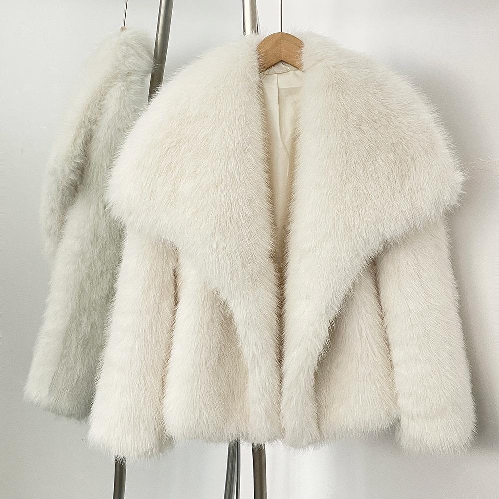 

Autumn and Winter Women s New Imitation Fox Fur Grass Coat with Large Collar Top L