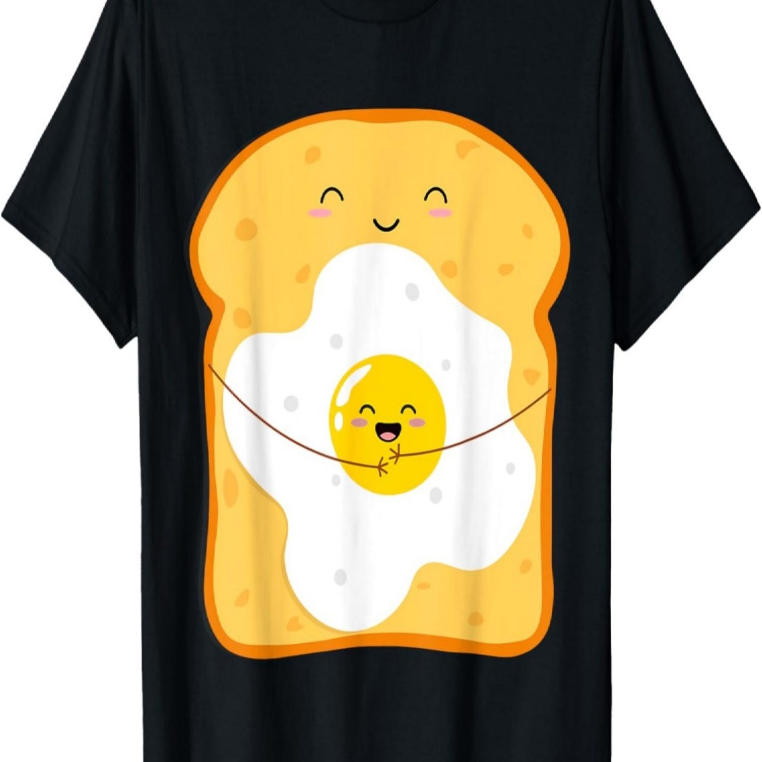 

Funny Kawaii Egg Bread Cute Kawaii Breakfast Anime T-Shirt S чёрный