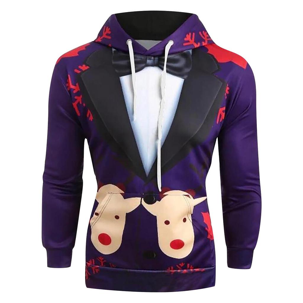 Men Casual Snowflakes Christmas Deer Printed Shirt Top Blouse