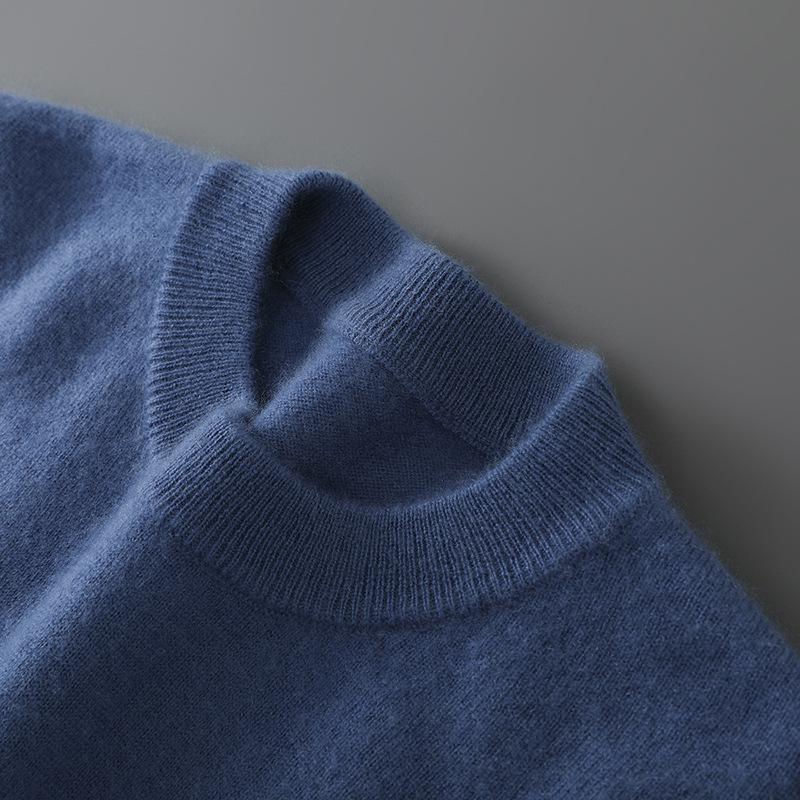 Herrtröja i enfärgad ullstickad casual