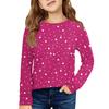 Girls' Long Sleeve Tee - Pleated Round Neck Casual Top