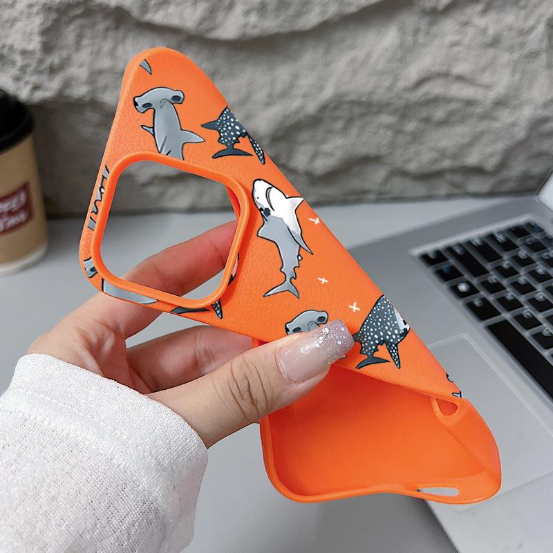 Shark Pattern Shockproof Phone Case For iPhone 16 16E 15 Pro Max 14 Pro 13 12 11 Matte TPU Soft Anti-Fall Bumper Cover