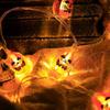 LED Halloween String Lights - Pumpkin, Ghost, Skull & Bat Decorations for Haunted House Atmosphere