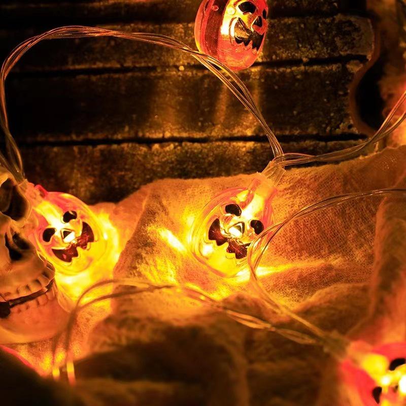 LED Halloween String Lights - Pumpkin, Ghost, Skull & Bat Decorations for Haunted House Atmosphere