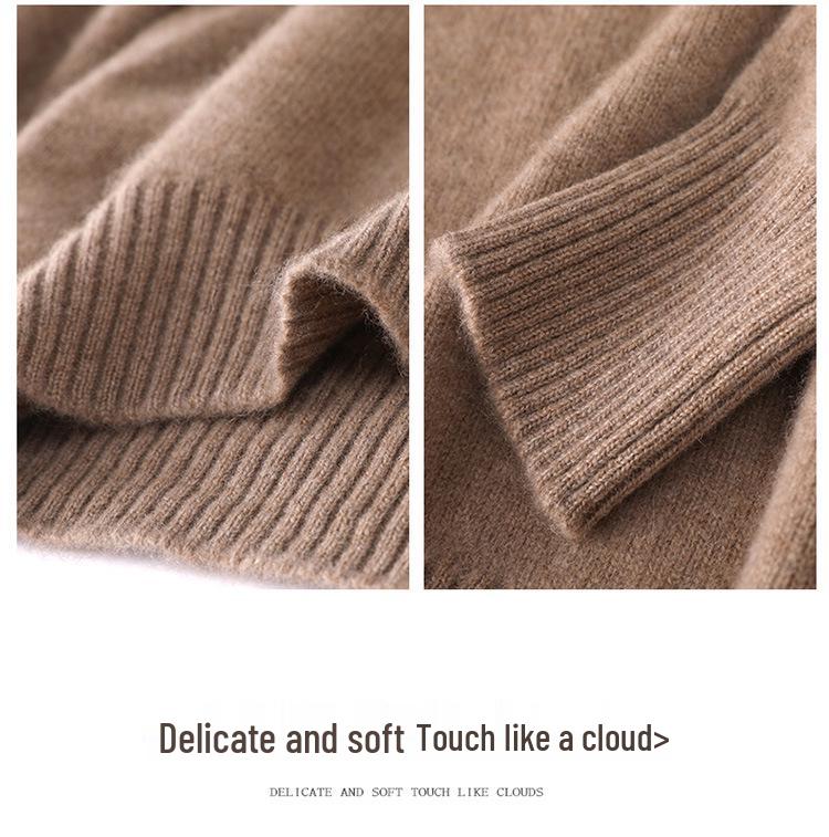 2026 Women's Cashmere Raglan Sleeve Pullover: Loose Fit, Half-High Neck, Slimming Knitwear for Autumn/Winter