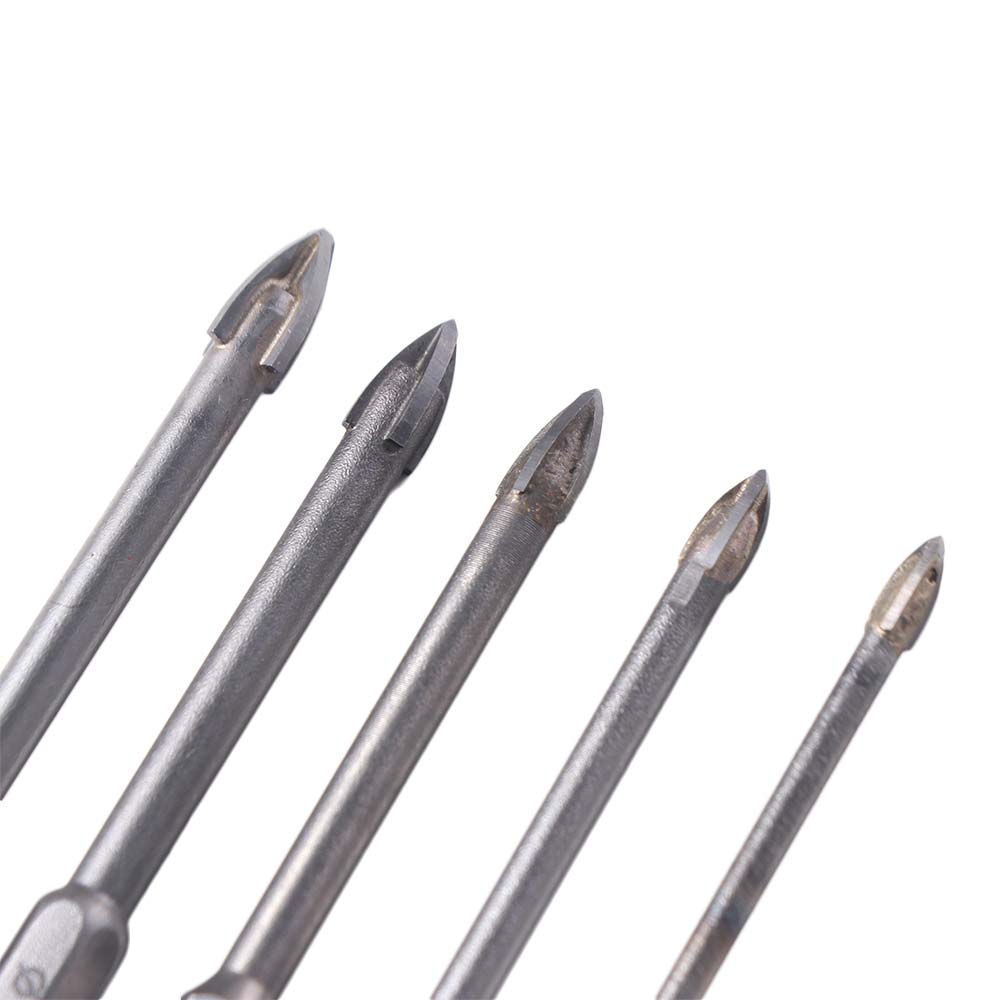 5Pcs Four Side Triangular Drill Bit Multiple Sizes Cross Hex Drill Carbide Drill Bit  Glass