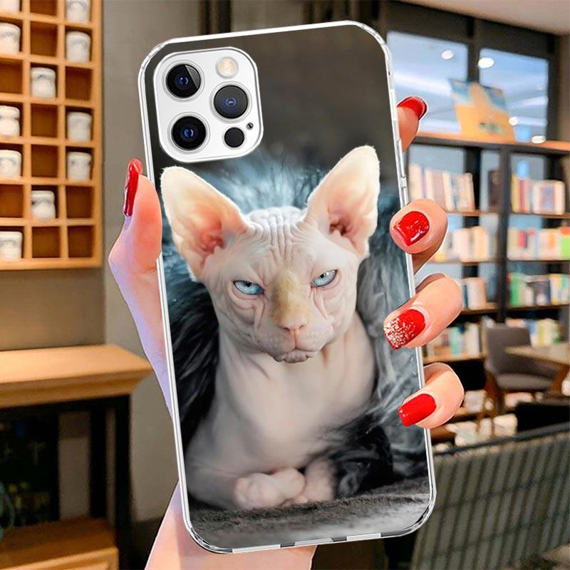 Lavaza Sphynx Sphinx Cat Cover Phone Case For iPhone 16 17 Air 15 14 Pro Max 16E Phone Case 13 Mini 12 11 7 SE 8 Print Pattern F