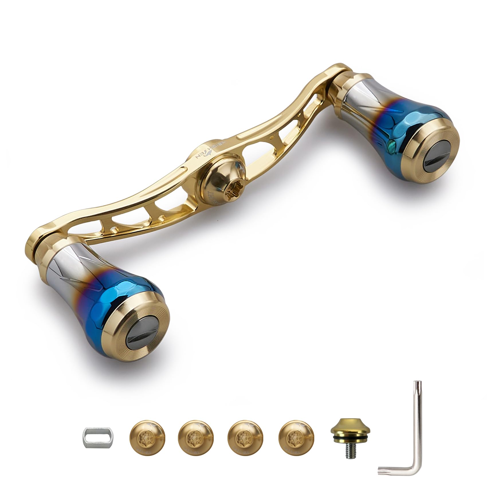 

HEIGHTEN Bait Reel Handle for Abu Aviation Aluminum Aurora Series V2.0 90mm/105mm/115mm Shimano, Daiwa, Garcia, (V2.0-90mm - Gold) (0032)