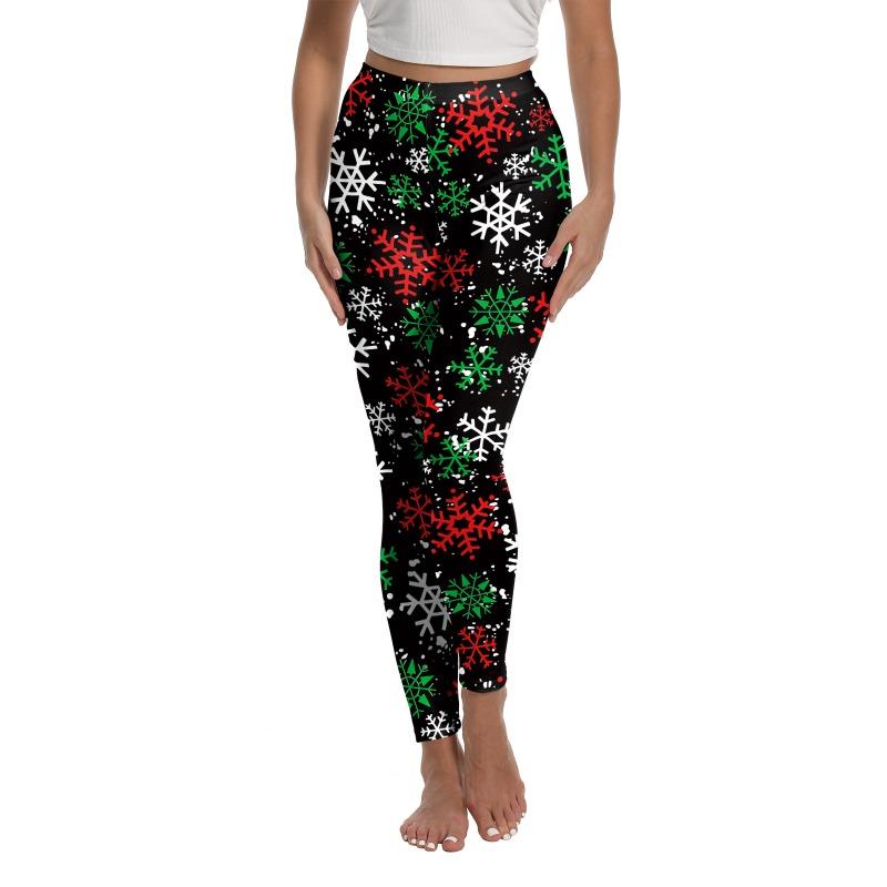 Christmas women's leggings new women's pants printed sports yoga pants peach hip pants women
