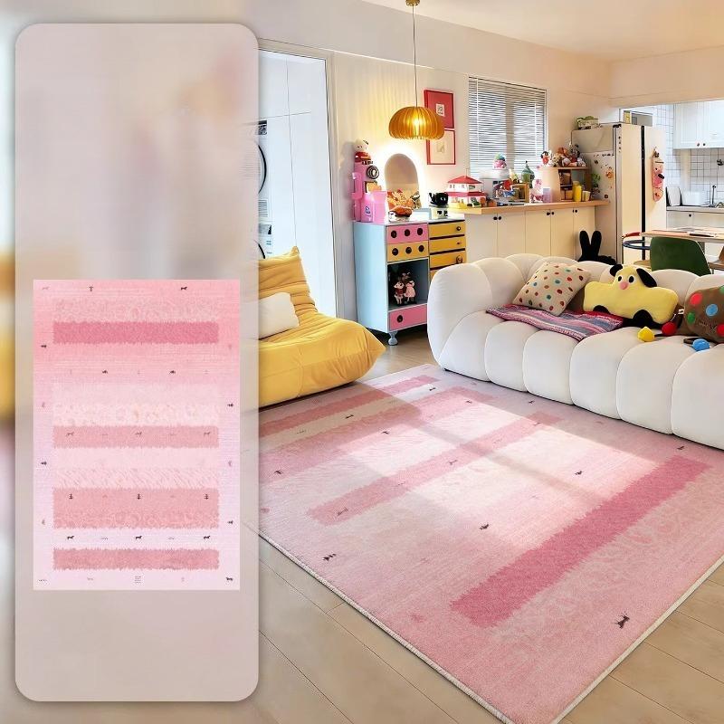 Irregular Pink Dopamine Living Room Carpet Home Decor Sofa Coffee Table Non Slip Floor Mat Bedroom Bedside Soft Comfortable Rug