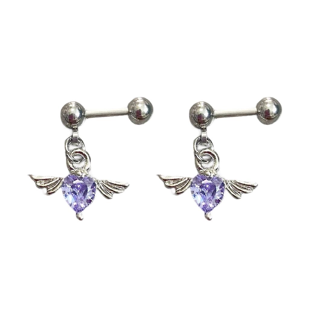 Hypoallergenic Stainless Steel Heart Angel Wing Earrings Comfort Fit Ear Studs Everyday Jewelry Gift For Her