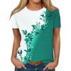 Summer Round Neck 3D Two - Tone Floral Print T-shirts Fashionable Casual Short Sleeved Women's T-shirts