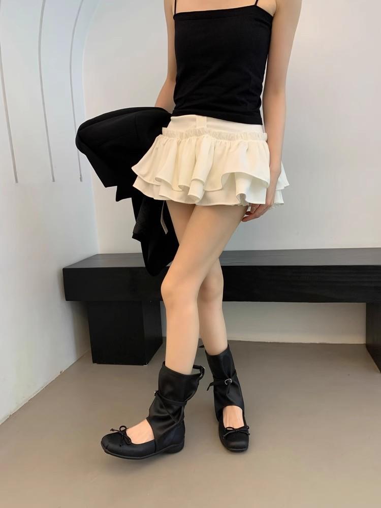 

Korean niche design cool boots children s 2025 new summer bow ballet pleated pile boots medium boots 40