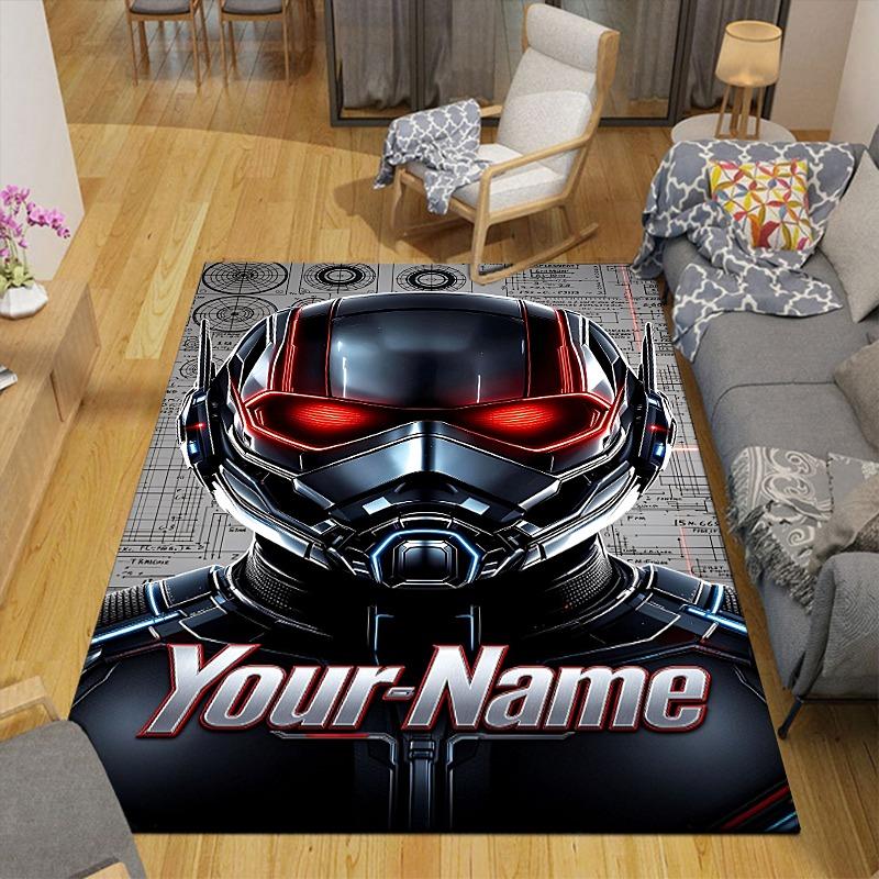 Custom 1Pc Custom Scifi Superhero Helmet Flannel Personalized Rug Non Slip Floor Mat Soft Carpet for Living Bedroom Office Home Decor Gift