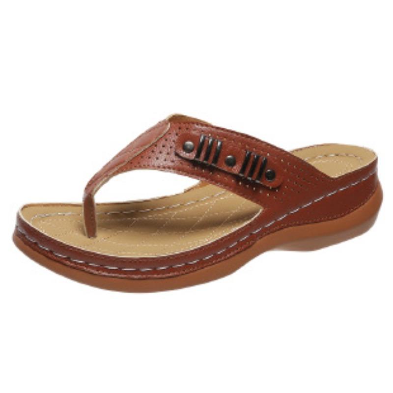 

New summer versatile sandals non-slip, light and super comfortable wedge heel thick sole large size sandals women 43 коричневый