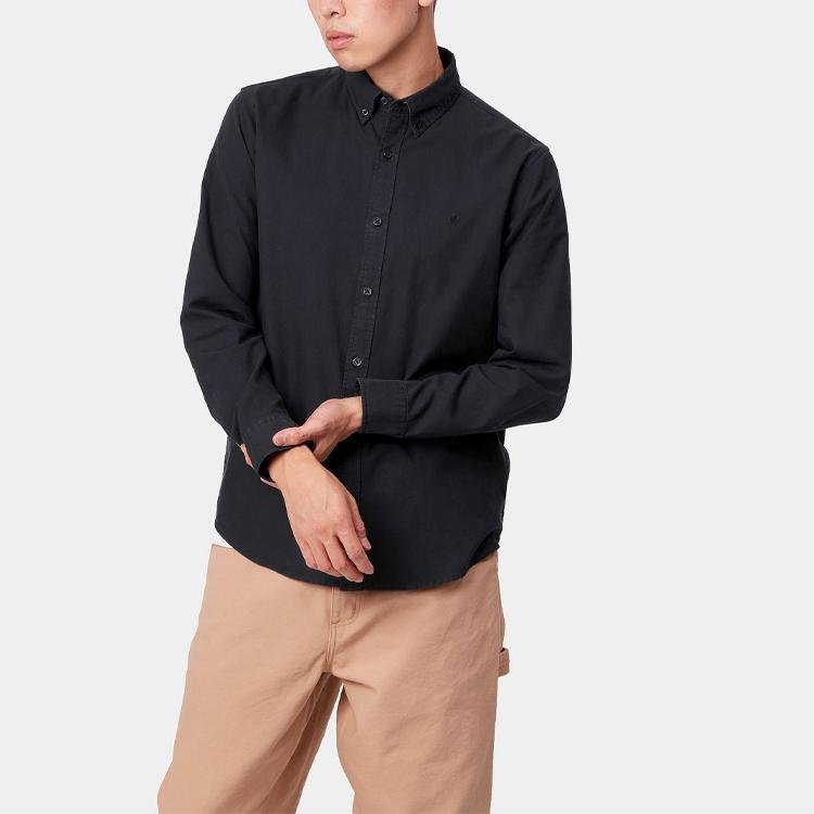 Carhartt WIP Loose Fit Long Sleeve Shirt With Small Logo Men Shirts Deep-Navy I030238-1C-GD