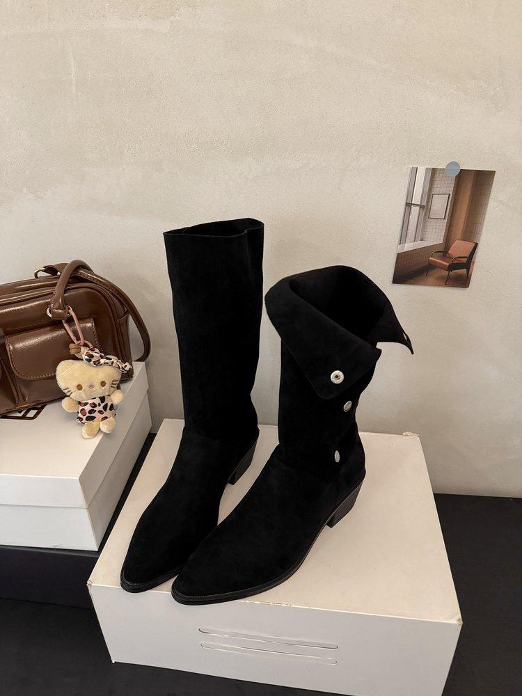 

Retro two-wear thin boots thick heel mid boots Martin boots 2025 autumn and winter new Korean version of knight boots women s boots 40 чорний