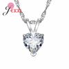 Romantic Genuine 925 Sterling Silver Heart Pattern Crystal Pendants Necklaces For Women Wedding Gift Engagement Accessory