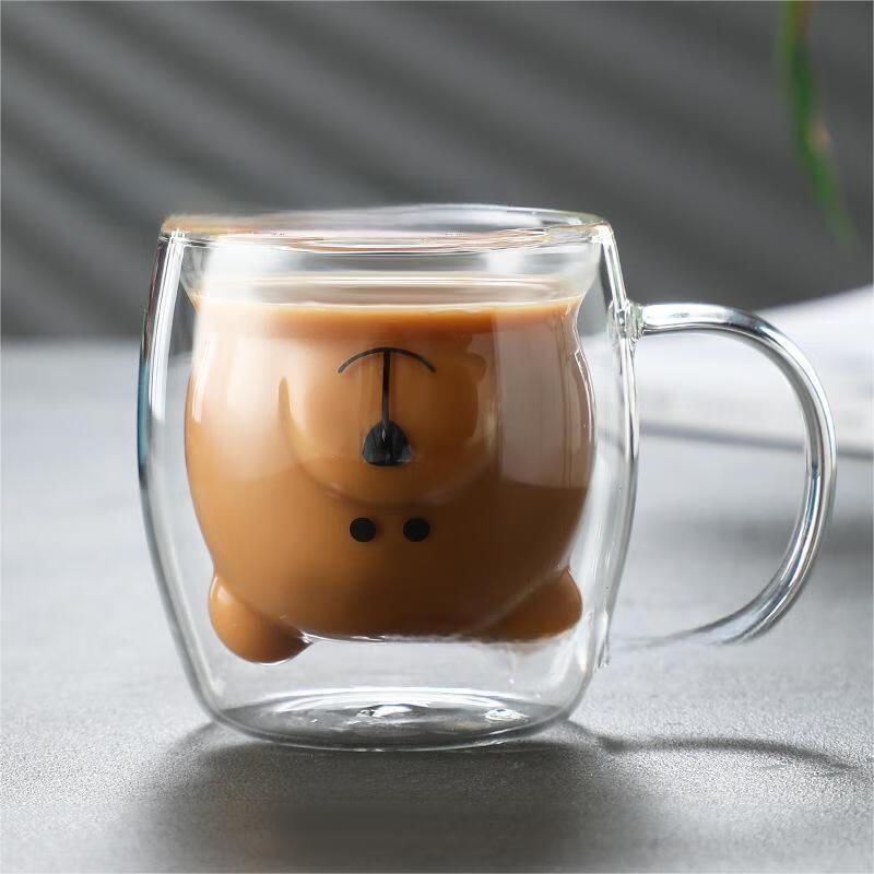 Cute Bear Double-Layer Glass Mug