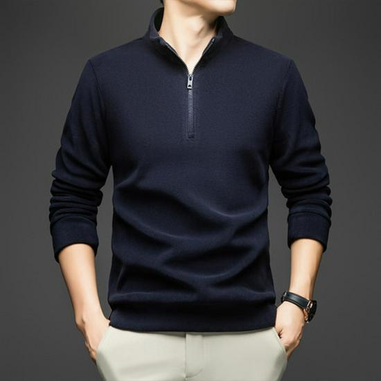 

Men s Double-Sided Velvet Fleece Long-Sleeve Half-Zip Sweatshirt 2XL темно-синий