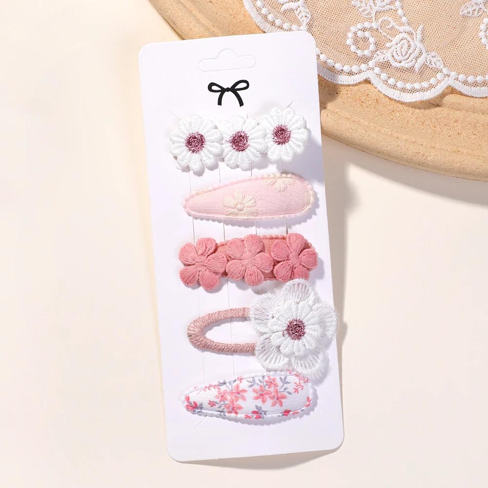 New 5Pcs BB Clips Set for Kids Hair Accessories Sweet Printe Hairbangs Hairclip Girls Barrette Ins Style Daisy Hairpin Ornaments