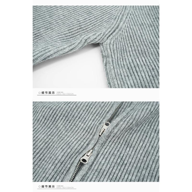 Autumn and Winter Solid Color Knitted Sweatshirt Cardigan Jacket Men's Versatile Casual Zipper Cardigan Jacket