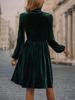 Women's Autumn Winter Fashion Bubble Sleeve Velvet Dress