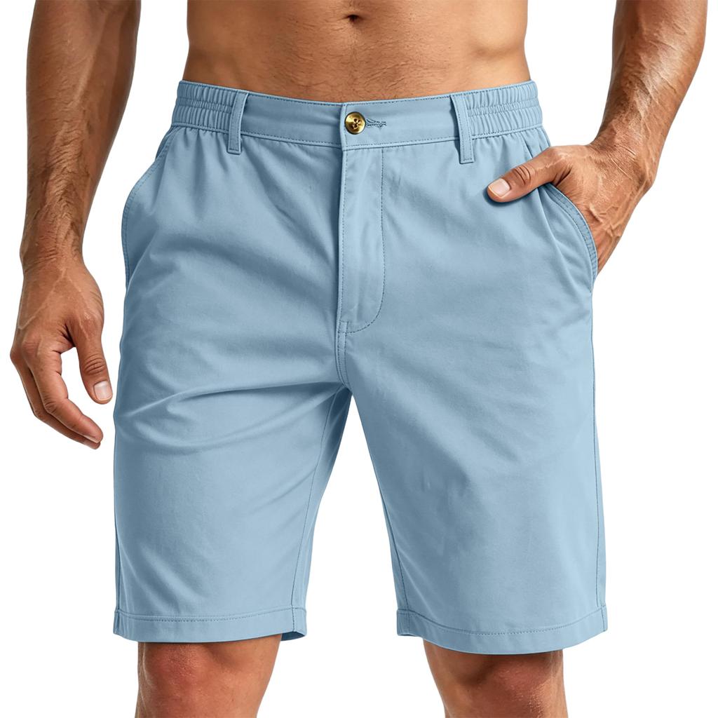 Men's Summer Casual Golf Shorts Elastic Waistband with Pockets Quick Dry Breathable Workwear Shorts