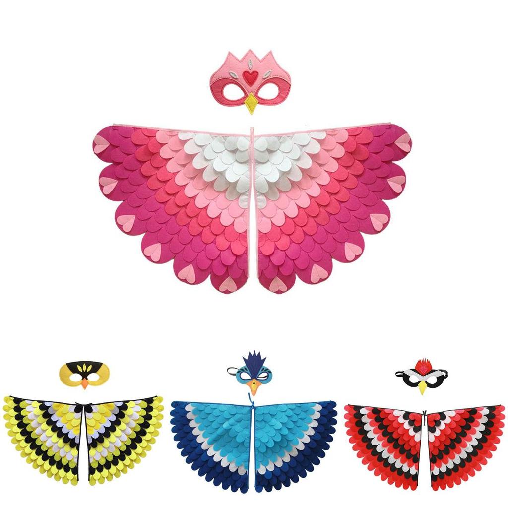 Bunte Filzpfauenflügel Mit Maske Ideal Für Halloween Und Kostümpartys