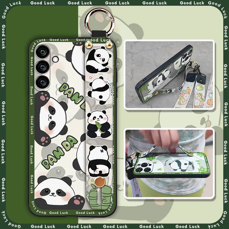 Ring Anti-knock Phone Case For Samsung Galaxy A24/SM-A245F/A25 5G Shockproof Wristband Waterproof Fashion Design Panda