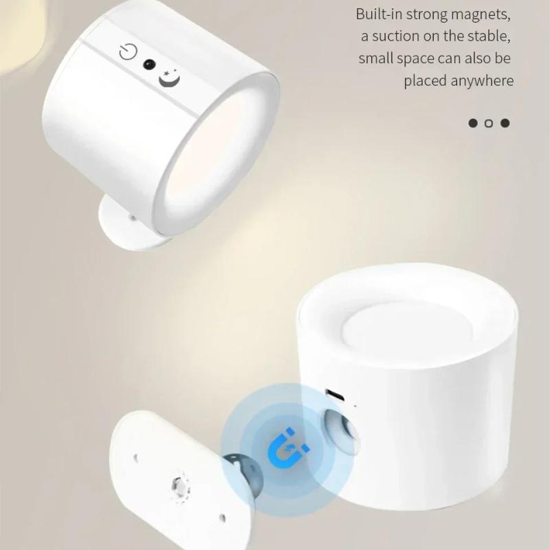 LED Wall Sconces Light Touch Control Double Head Wall Lamp 360 Rotatable 3Colors Wall Lights Wireless Night Lights for Bedroom