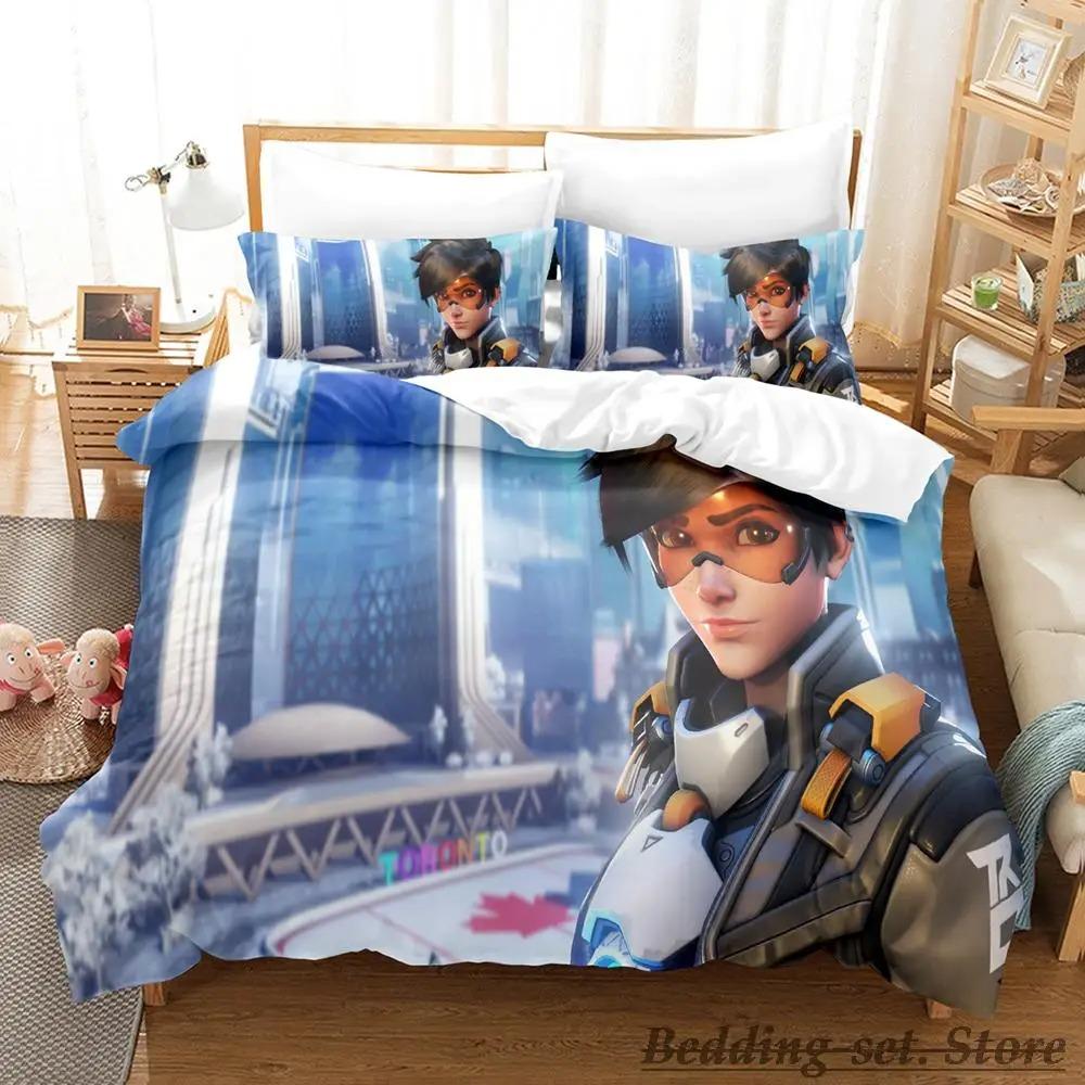Overwatch 2 Bedding Set Single Twin Full Queen King Size Bed Set Adult Kid Bedroom Duvetcover Sets Anime Parure De Lit Bed