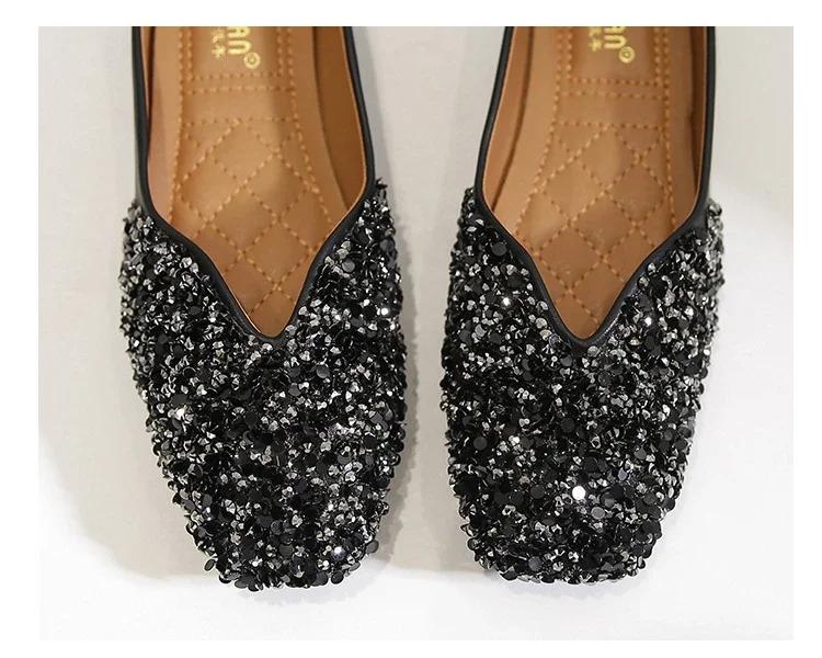 Damen Ballerinas Modische Schuhe Freizeit Kristallperlen Bootsschuhe Funkelnde Strasssteine Büro Dame Flats Faule Loafer