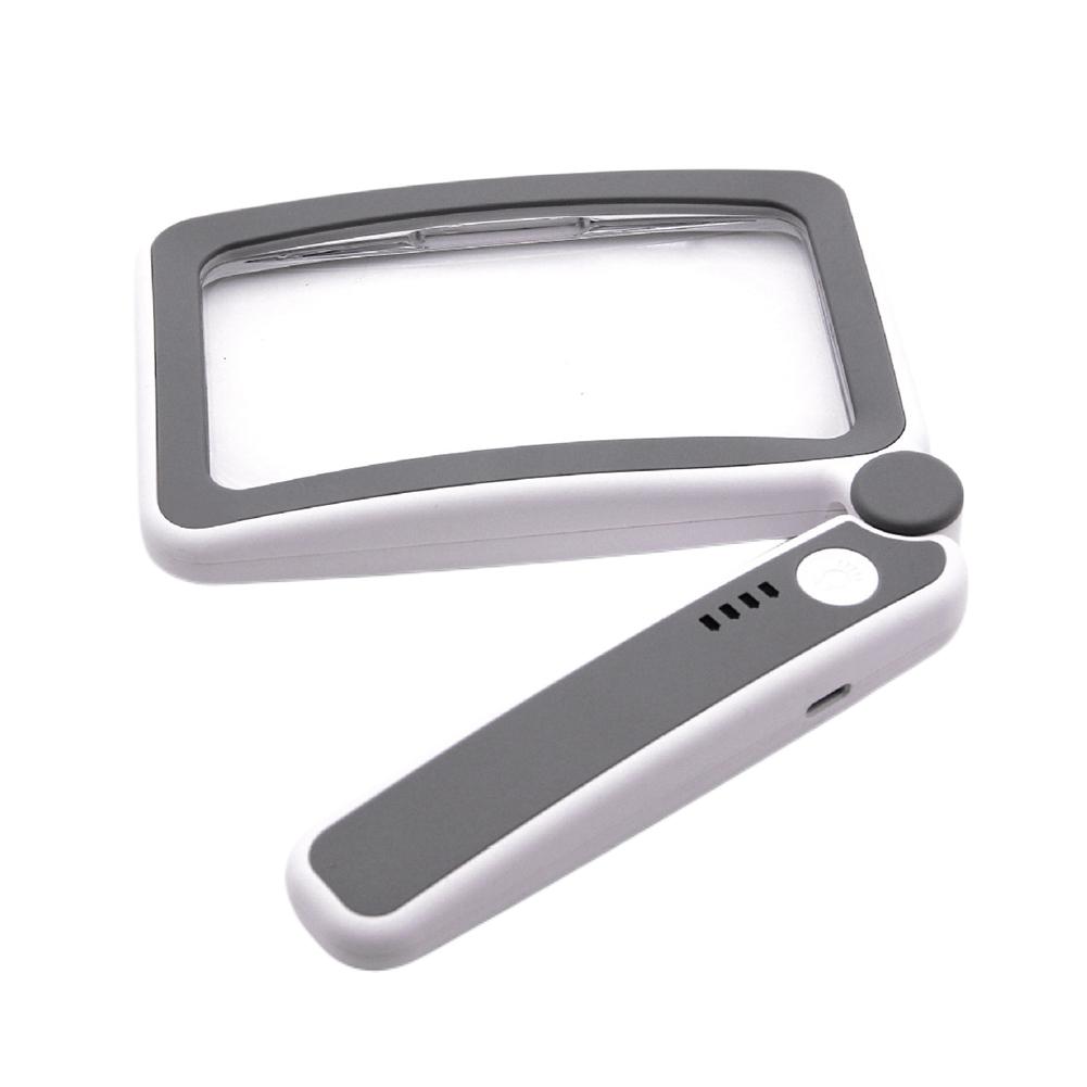 Handheld Magnifiers USB Charging Folding Loupe 650mAh Lighted Magnifying Glass with Power Display for Elderly Reading Newspapers