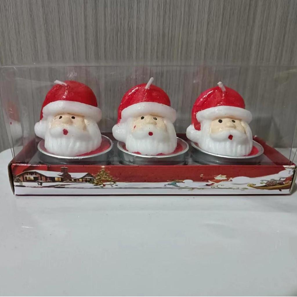 Festive Candle Set: Painted Santa Claus & Snowman for Silent Night Candlelight Dinner Decor