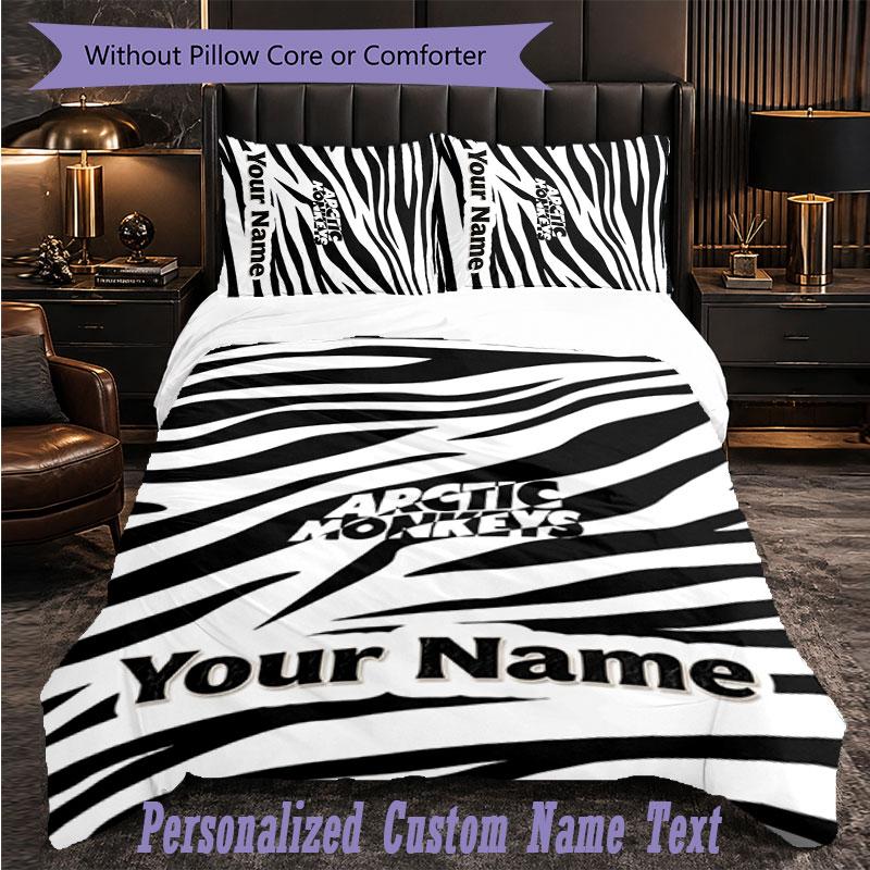 Personalized 3Pcs Bedding SetArctic Monkeys Custom Text Duvet Cover Pillowcase Set Bedroom Gift