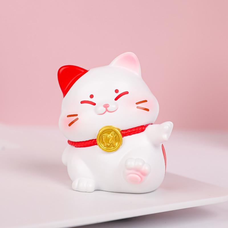 Cute Cat and Little Lucky Pig Figurines, Couple Resin Ornaments, Desktop Decorations, Girls' Gifts